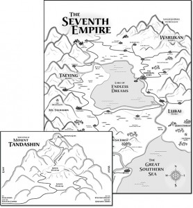 diagram of Mt Tandashin and a map of the Seventh Empire