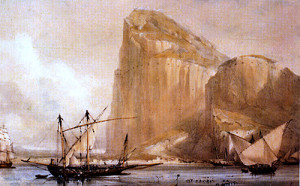 The Rock of Gibraltar—a symbol of constancy and persistence.  (from a 19th Century postcard)